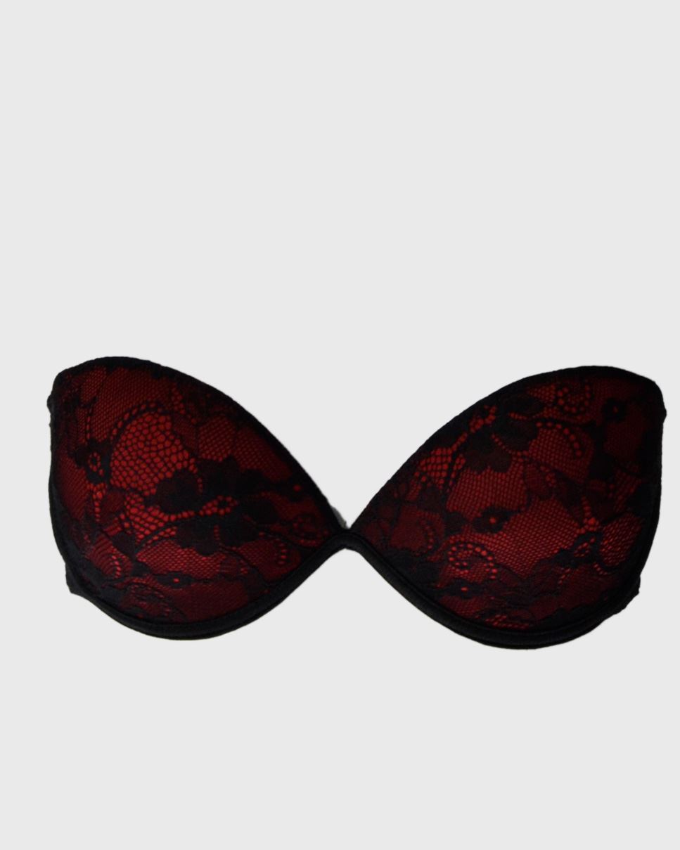 sujetador rojo sin tirantes